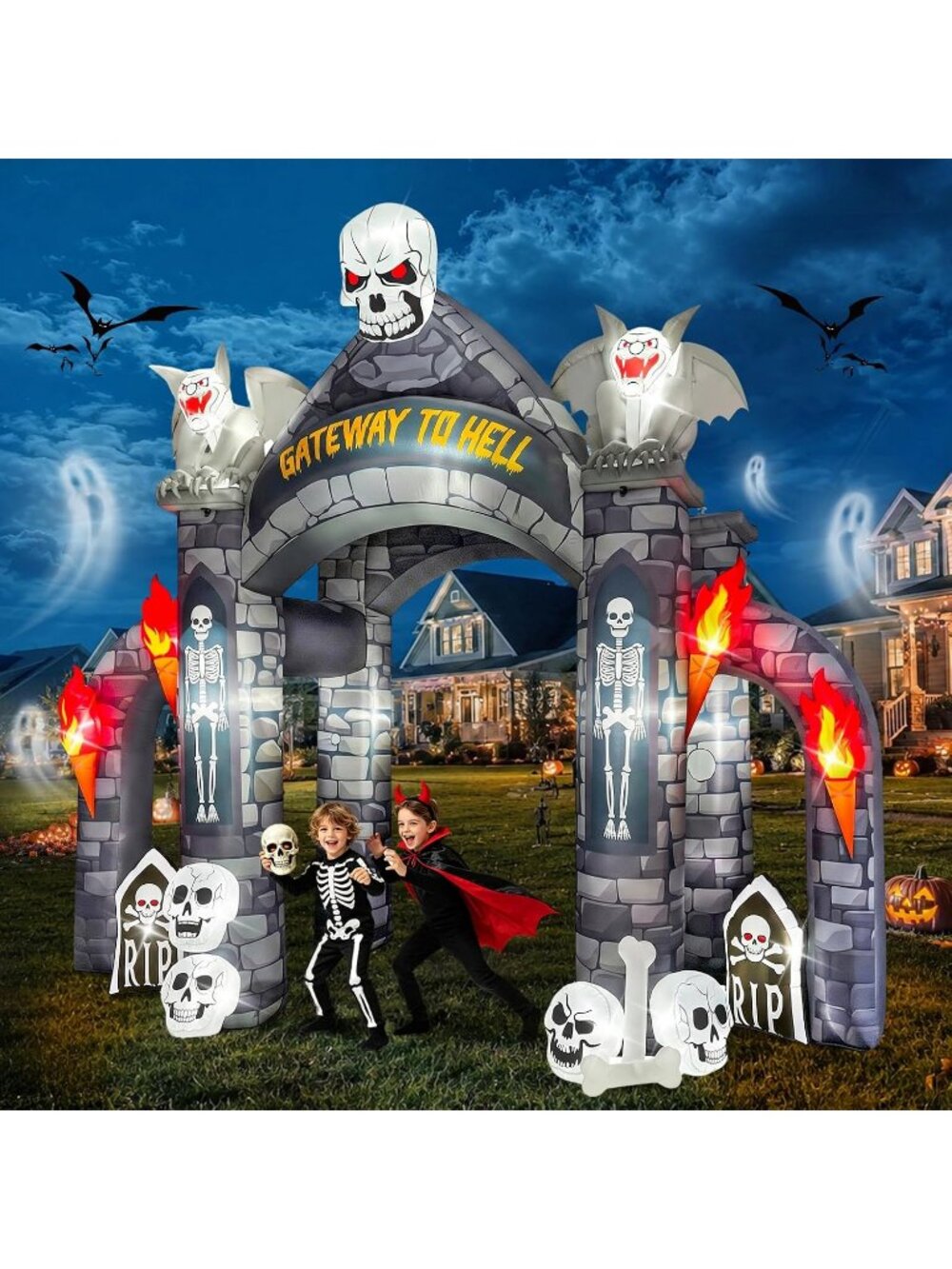 🎃 13FT Halloween Inflatables Giant Haunted Cemetery Arch Blow up Yard Decor